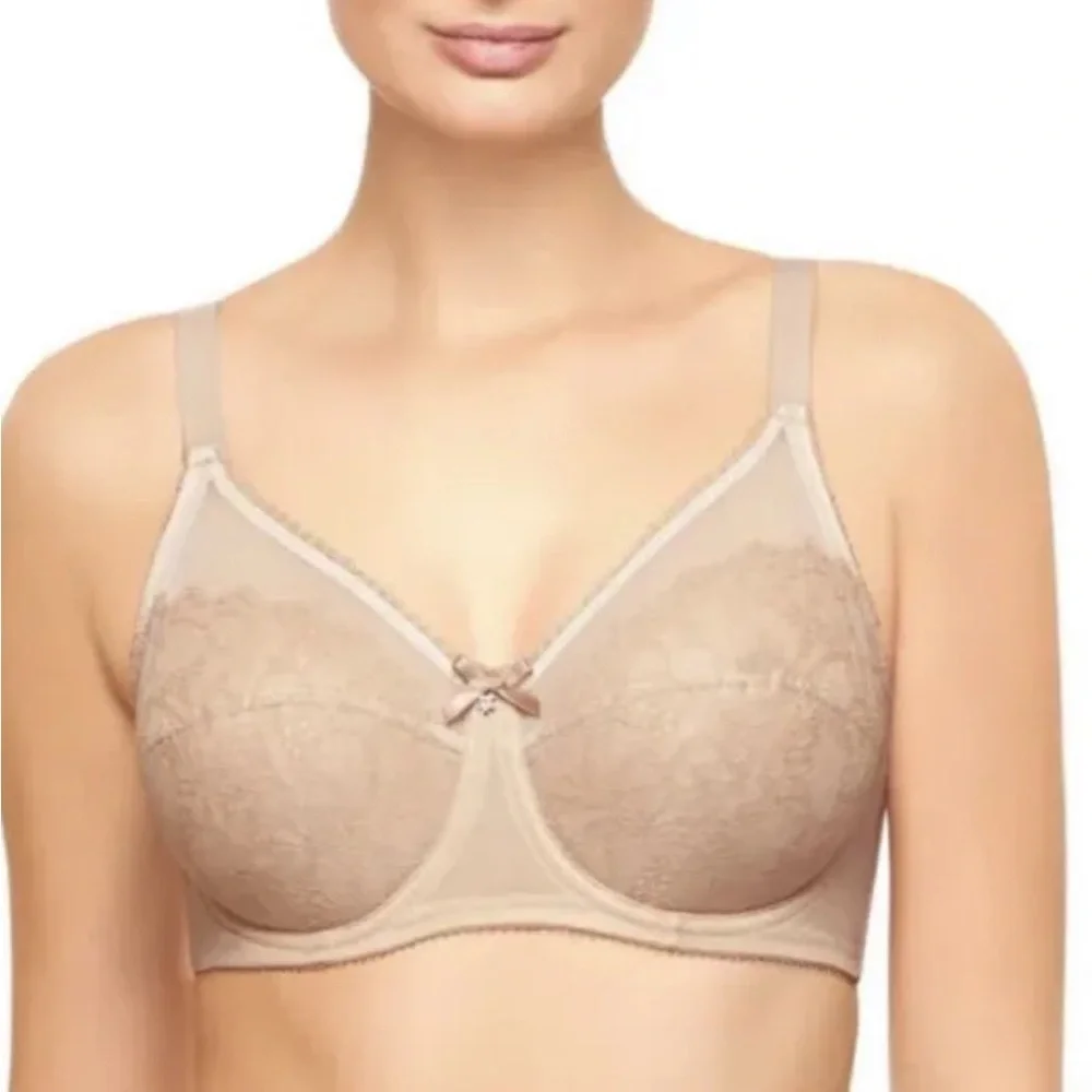 WACOAL 855186 RETRO CHIC unlined
Chantilly Lace Toast UW Minimizer Bra 42H - Picture 2 of 14